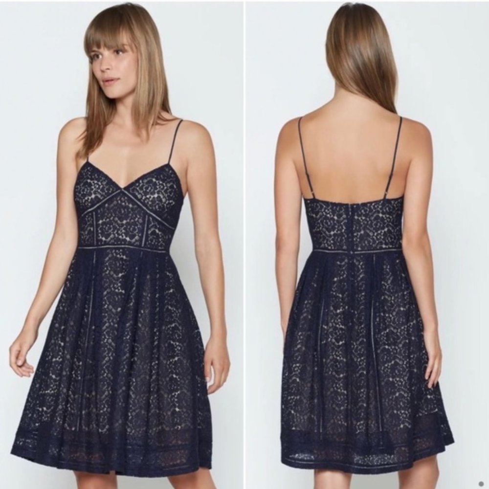 Joie Solandra Navy Blue Lace A-Line Dress NWT 10